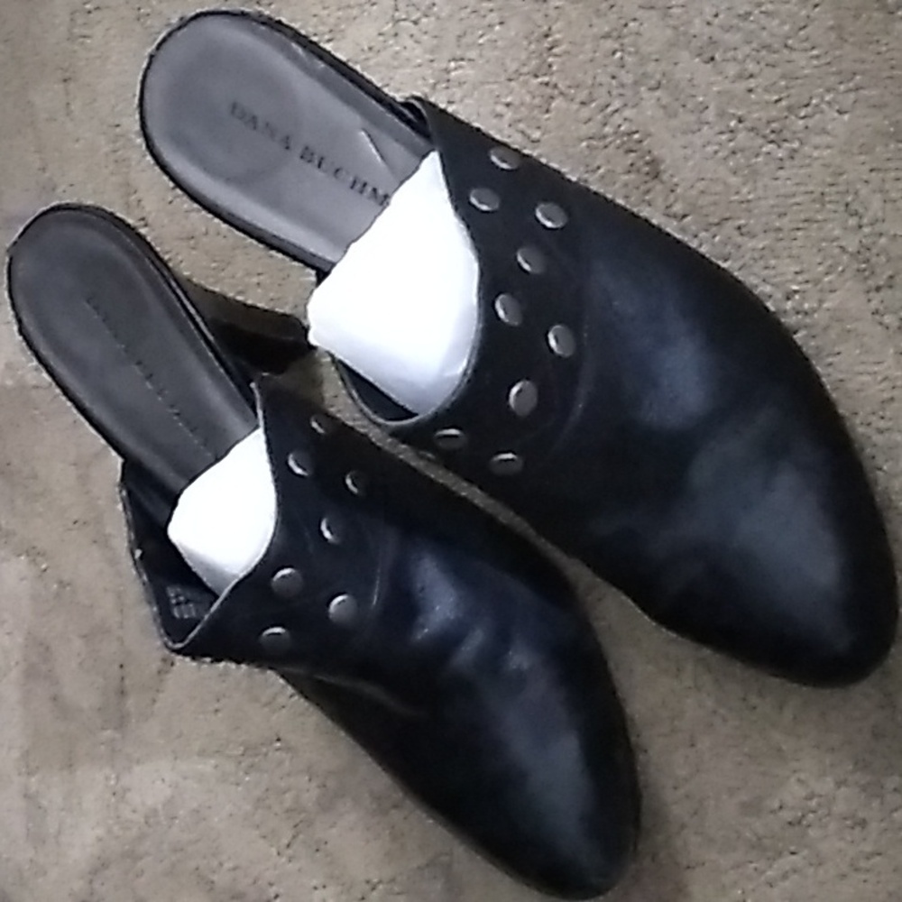 Dana Buchman Black Leather Studs Mule